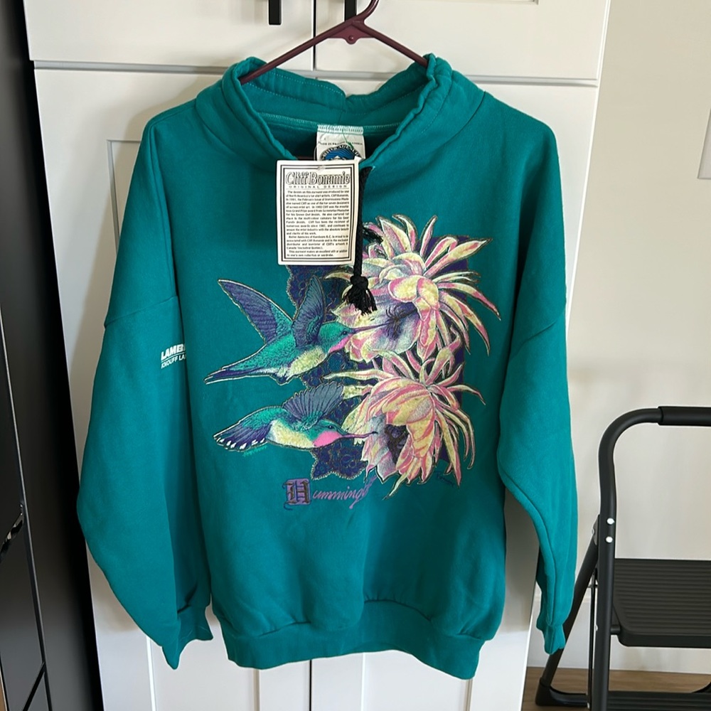 Cliff Bonamie Vintage Sweatshirt, NWT, Size Large, Hummingbird design